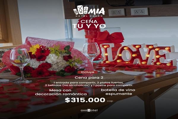 Cena Romance Tu & Yo MIA Hotel Chocó By OxoHotel